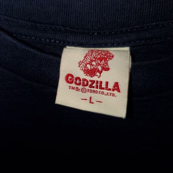 Godzilla Kanagawa Wave Shirt Blue Japanese Ukiyo E Wave Toho Co Gojira Large - Picture 6 of 10